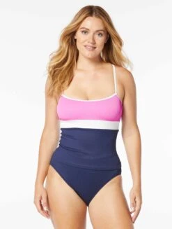 Beach House Sport Flex Ribbed Tankini Top - Colorblock -BCBGMAXAZRIA Shop H9B033 511