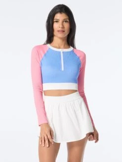 Beach House Sport Nadi Long Sleeve Ribbed Crop Top - Colorblock 6 Beach House Sport Nadi Long Sleeve Ribbed Crop Top - Colorblock -BCBGMAXAZRIA Shop H9B034 472