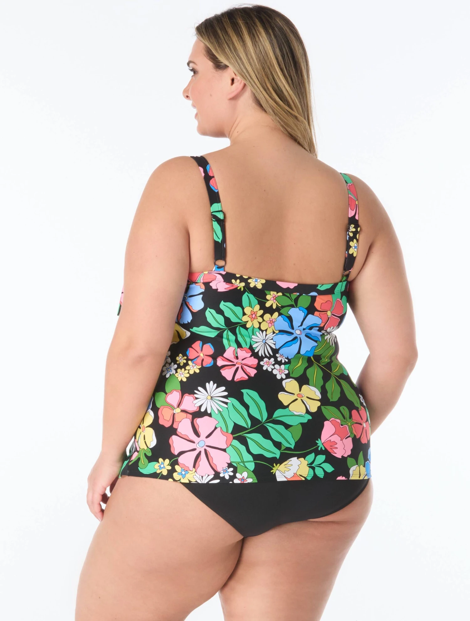 Beach House Plus Jane Ruffle Tiered Tankini Top - Midnight Garden 2 Beach House Plus Jane Ruffle Tiered Tankini Top - Midnight Garden - Image 2