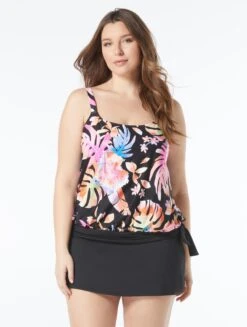 Beach House Plus Size Sarah Blouson Tankini Top - Tropical Oasis -BCBGMAXAZRIA Shop HW2J012 001 alt02