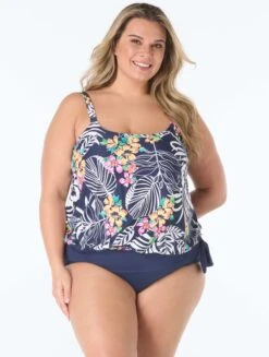 Beach House Plus Sarah Blouson Tankini Top - Indigo Jungle