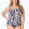 Beach House Plus Jane Ruffle Tiered Tankini Top - Indigo Jungle