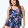 Beach House Plus Swim Kerry Mesh Layer Tankini Top - Monterey Tropical