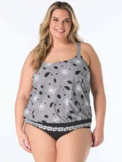 Beach House Plus Sarah Blouson Tankini Top - Floral Allure