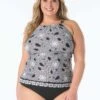 Beach House Plus Blair High Neck Tankini Top - Floral Allure