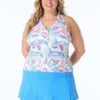 Beach House Plus Size Nina Ruffled Trim Tankini Top - Bora Bora