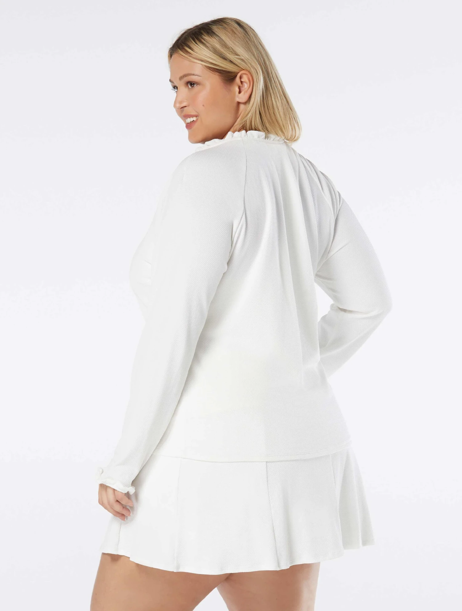 Beach House Swim Plus Size Phoebe Relaxed Fit Ruffled Rash Guard - Pique Solids 2 Beach House Swim Plus Size Phoebe Relaxed Fit Ruffled Rash Guard - Pique Solids - Image 2