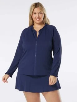 Beach House Swim Plus Size Phoebe Relaxed Fit Ruffled Rash Guard - Pique Solids 11 Beach House Swim Plus Size Phoebe Relaxed Fit Ruffled Rash Guard - Pique Solids -BCBGMAXAZRIA Shop HW51396 511 2de4da1d fa9f 4d20 8076 d8de4c4d9346