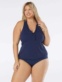 Beach House Plus Swim Nina Ruffle Trim Tankini Top - Pique Solids -BCBGMAXAZRIA Shop HW51401 511 55ac6169 28de 4423 af48 2880dc56969f