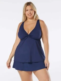 Beach House Swim Plus Size Willow Twist Front Underwire Tankini Top - Beach Solids -BCBGMAXAZRIA Shop HW58364 511 alt02