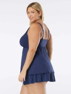 Beach House Swim Plus Size Willow Twist Front Underwire Tankini Top - Beach Solids -BCBGMAXAZRIA Shop HW58364 511 alt03