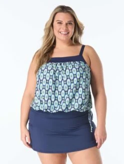 Beach House Plus Jane Ruffle Tiered Tankini Top - Retro Geo -BCBGMAXAZRIA Shop HW6E096 416 alt02