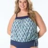 Beach House Plus Audrey Blouson Tankini Top - Retro Geo