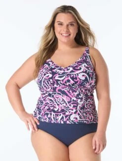 Beach House Plus Lola Wrap Underwire Tankini Top - Paradise Paisley