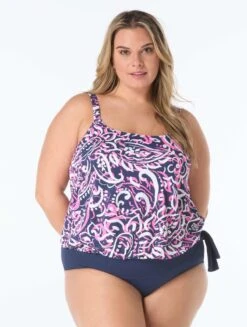 Beach House Plus Sarah Blouson Tankini Top - Paradise Paisley