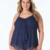 Beach House Plus Kerry Mesh Layer Underwire Tankini Top - Sunburst Crochet