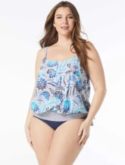 Beach House Plus Plus Size Sarah Blouson Tankini Top - Samoan Floral