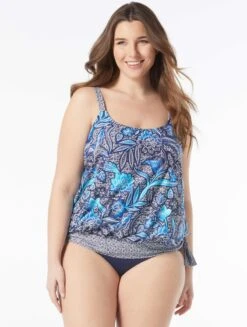 Beach House Plus Plus Size Sarah Blouson Tankini Top - Samoan Floral -BCBGMAXAZRIA Shop HW9G012 511