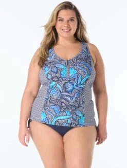 Beach House Plus Size Erinna Racerback Tankini Top - Samoan Floral -BCBGMAXAZRIA Shop HW9G266 511 alt04