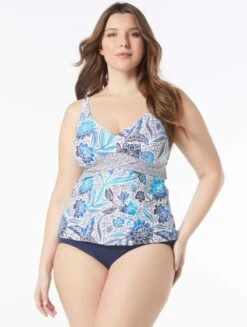 Beach House Plus Size Adele V-Neck Tankini Top - Samoan Floral