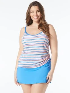 Beach House Plus Size Bridget Shirred Side Underwire Tankini Top - Bora Bora Stripe -BCBGMAXAZRIA Shop HW9H382 970 alt02