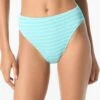 MICHAEL Michael Kors High Waist Bikini Bottom - Monotone Textured Stripes