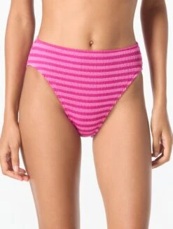MICHAEL Michael Kors High Waist Bikini Bottom - Monotone Textured Stripes 6 MICHAEL Michael Kors High Waist Bikini Bottom - Monotone Textured Stripes -BCBGMAXAZRIA Shop MM56195 693