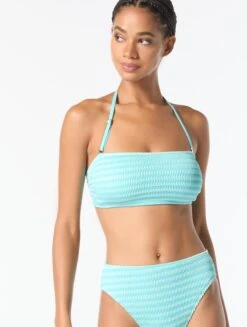 MICHAEL Michael Kors Bandeau Bikini Top - Monotone Textured Stripes