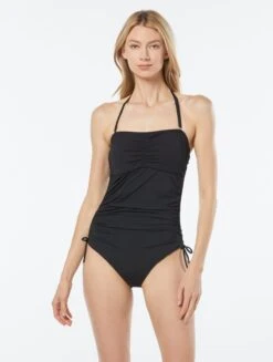 MICHAEL Michael Kors Shirred Bandeau One Piece Swimsuit - Solids -BCBGMAXAZRIA Shop MM7M179 001 alt02 9c335c7f 466a 4bee 8b65 e8d33f5e5029