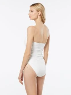 MICHAEL Michael Kors Shirred Bandeau One Piece Swimsuit - Solids -BCBGMAXAZRIA Shop MM7M179 100 alt01 79a8a465 6596 455c 9275 22815f84ab0e