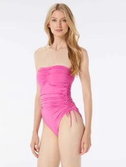 MICHAEL Michael Kors Shirred Bandeau One Piece Swimsuit - Solids -BCBGMAXAZRIA Shop MM7M179 660 alt02