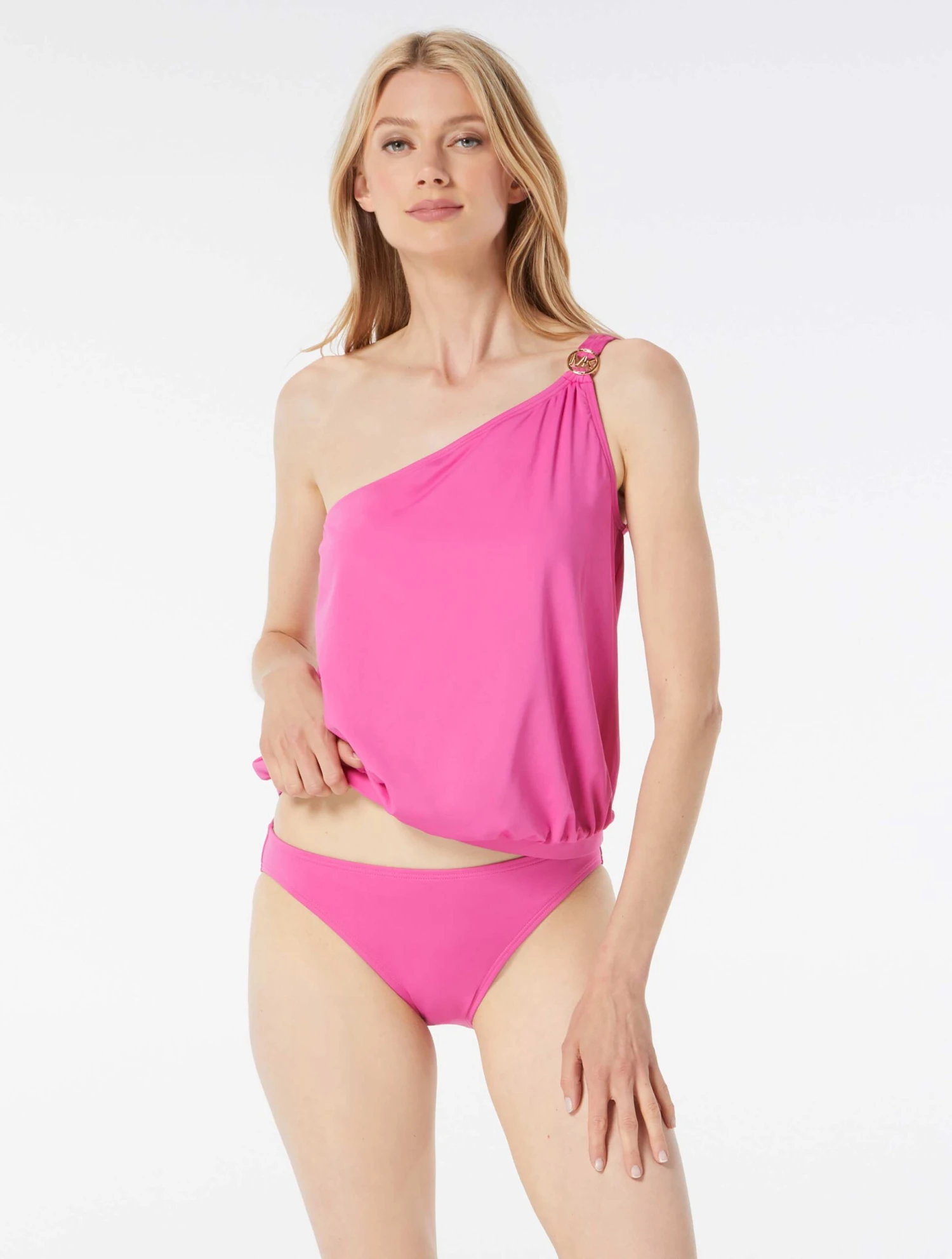 MICHAEL Michael Kors One Shoulder Blouson Tankini Top - Solids 5 MICHAEL Michael Kors One Shoulder Blouson Tankini Top - Solids - Image 5