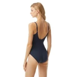 MICHAEL Michael Kors Sash Logo Trim One Piece Swimsuit - Iconic Solids -BCBGMAXAZRIA Shop MM7M943 412 alt01
