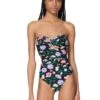 Kate Spade New York Bandeau Shirred One Piece Swimsuit - Spring Bouquet