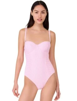 Kate Spade Smocked Underwire One Piece Swimsuit - Tide Stripe