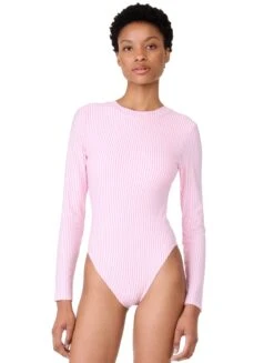 Kate Spade Long Sleeve High Neck One Piece Swimsuit - Tide Stripe