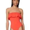 Kate Spade New York Ruffle Underwire One Piece Swimsuit - Solids