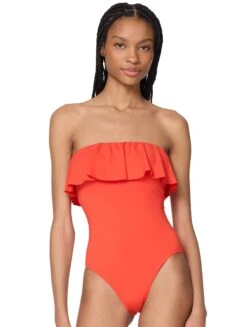Kate Spade New York Ruffle Underwire One Piece Swimsuit - Solids