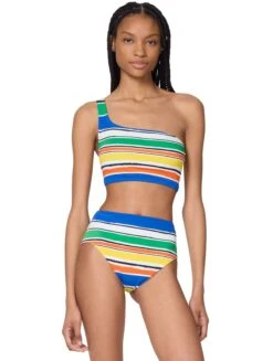 Kate Spade New York One Shoulder Bikini Top - Ocean Stripe