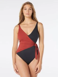 Coco Contours Appeal Cross-Over Bra Sized Underwire One Piece Swimsuit - Keepsake