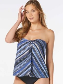 Coco Contours Clarity Bandeau Bra Sized Tankini Top - Rainforest Stripe 6 Coco Contours Clarity Bandeau Bra Sized Tankini Top - Rainforest Stripe -BCBGMAXAZRIA Shop T56044 970 alt02