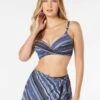 Coco Contours Diamond Wrap Bra Sized Underwire Bikini Top - Rainforest Stripe