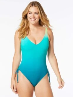 Coco Contours Stellar Bra Sized Underwire One Piece Swimsuit - Ombre Oasis