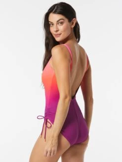 Coco Contours Stellar Bra Sized Underwire One Piece Swimsuit - Ombre Oasis -BCBGMAXAZRIA Shop T67096 652 alt01