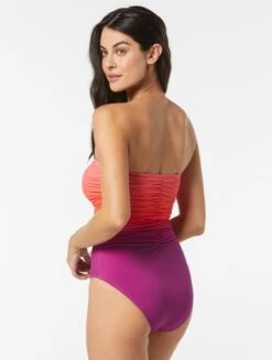 Coco Contours Adore Shirred Bandeau Bra Sized One Piece Swimsuit - Ombre Oasis 9 Coco Contours Adore Shirred Bandeau Bra Sized One Piece Swimsuit - Ombre Oasis -BCBGMAXAZRIA Shop T67126 652 alt01