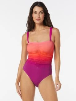 Coco Contours Adore Shirred Bandeau Bra Sized One Piece Swimsuit - Ombre Oasis 10 Coco Contours Adore Shirred Bandeau Bra Sized One Piece Swimsuit - Ombre Oasis -BCBGMAXAZRIA Shop T67126 652 alt02