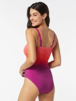 Coco Contours Adore Shirred Bandeau Bra Sized One Piece Swimsuit - Ombre Oasis 11 Coco Contours Adore Shirred Bandeau Bra Sized One Piece Swimsuit - Ombre Oasis -BCBGMAXAZRIA Shop T67126 652 alt03