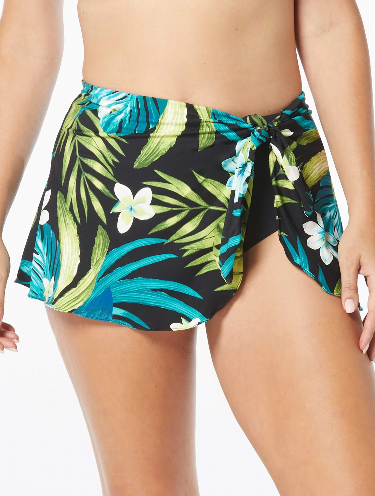 Coco Contours Halo Sarong Swim Skirt - Midnight Plumeria 1 Coco Contours Halo Sarong Swim Skirt - Midnight Plumeria