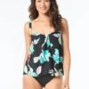 Coco Contours Clarity Draped Bandeau Bra Sized Tankini Top - Aquatic Lotus