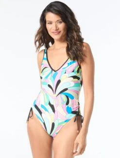 Coco Contours Stellar Bra Sized Underwire One Piece Swimsuit - Del Mar Swirl